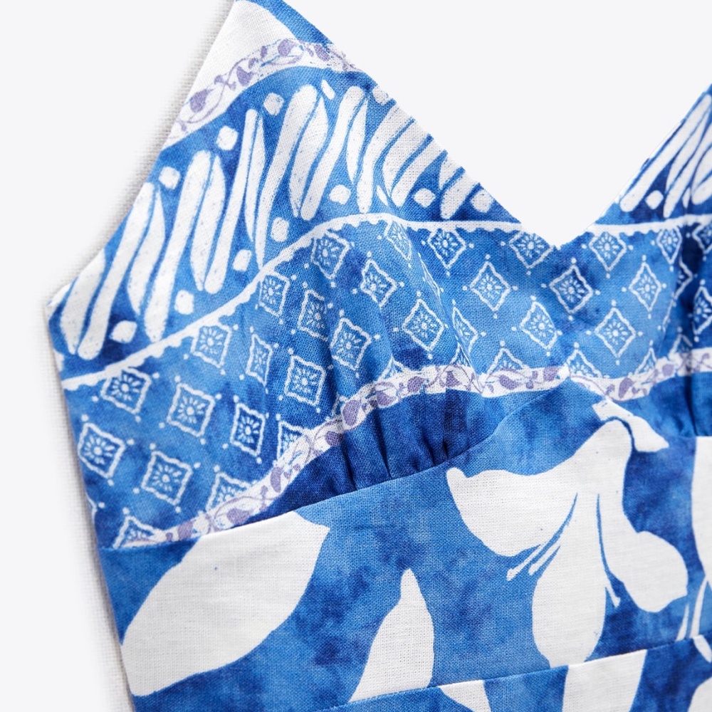 Zara limited edition linen blend print midi dress - Picture 2 of 3
